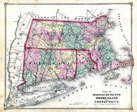 State Map Massachusetts - Rhode Island - Connecticut, Hampshire County 1873